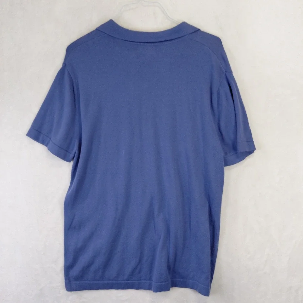 Banana Republic Mens Blue 100% Cotton Short Sleeve Knit Sweater Polo Shirt L
